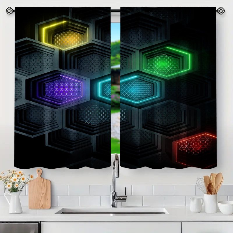 2 adet Modern Geometrik Perde, - Office Tech Room incelemesi ve fiyatı