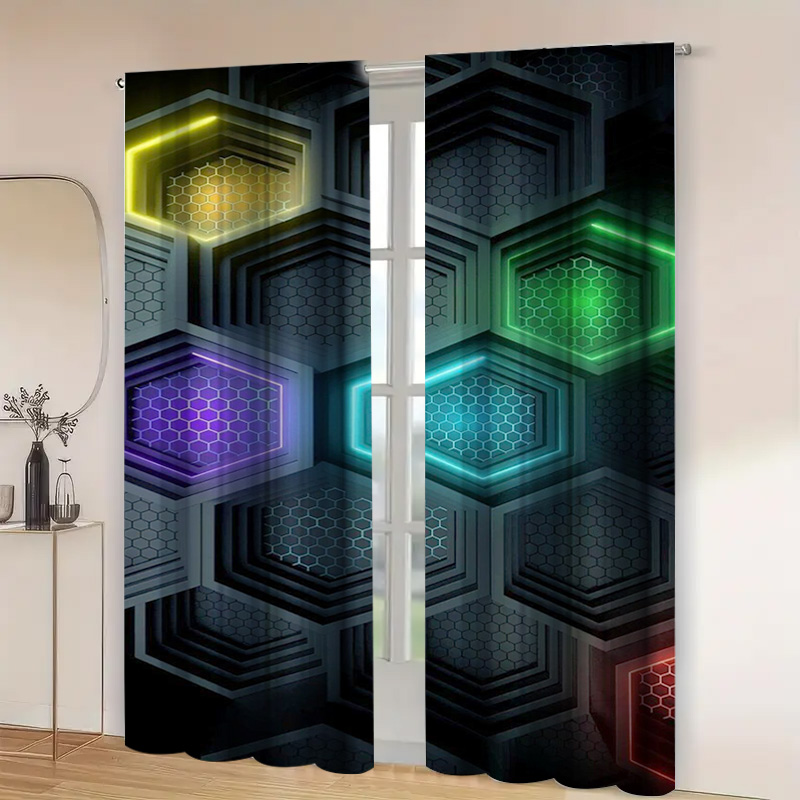 2 adet Modern Geometrik Perde, - Office Tech Room incelemesi ve fiyatı