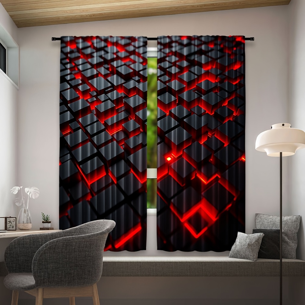 2 adet Geometrik Perdeler Kırm - Office Tech Room incelemesi ve fiyatı