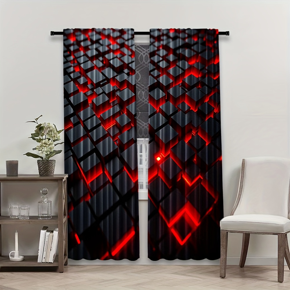 2 adet Geometrik Perdeler Kırm - Office Tech Room incelemesi ve fiyatı