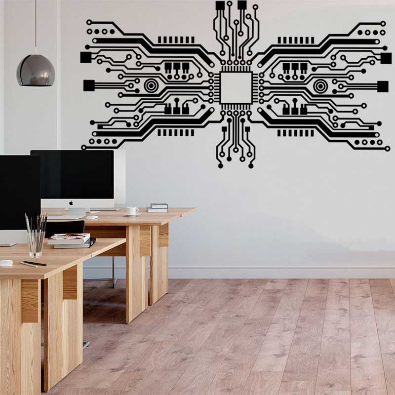 Devre çipi duvar Sticker tekno - Office Tech Room incelemesi ve fiyatı