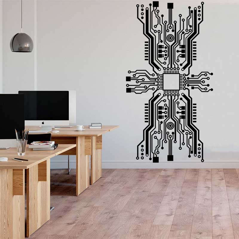 Devre çipi duvar Sticker tekno - Office Tech Room incelemesi ve fiyatı